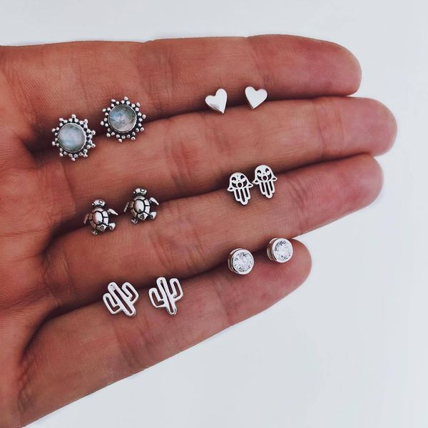 stud earrings jewelry fashion inlaid opal stud earrings creative hand of fatima heart cactus earrings 6 pairs set, Golden;silver
stud earrings jewelry fashion inlaid opal stud earrings creative hand of fatima heart cactus earrings 6 pairs set, Golden;silver