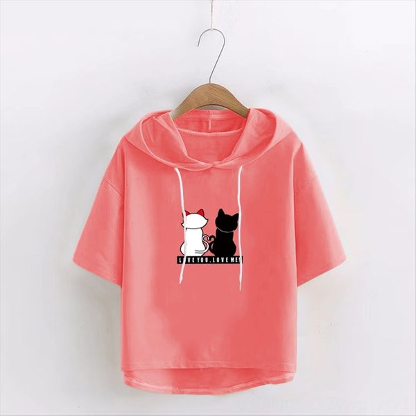 short-sleeved t- 2020 small shirt t-shirt women's hooded large size women's loose ins fashion all-match top, White
short-sleeved t- 2020 small shirt t-shirt women's hooded large size women's loose ins fashion all-match top, White