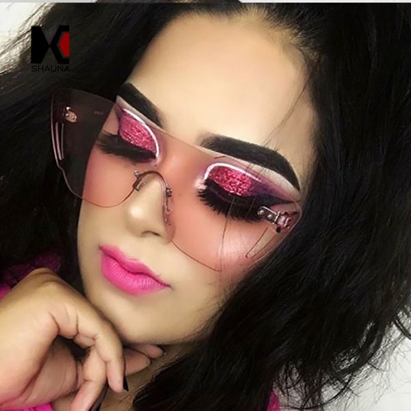 shauna candy color integrated lens women cateye sunglasses nail decoration men rimless pink tint lens glasses, White;black
shauna candy color integrated lens women cateye sunglasses nail decoration men rimless pink tint lens glasses, White;black