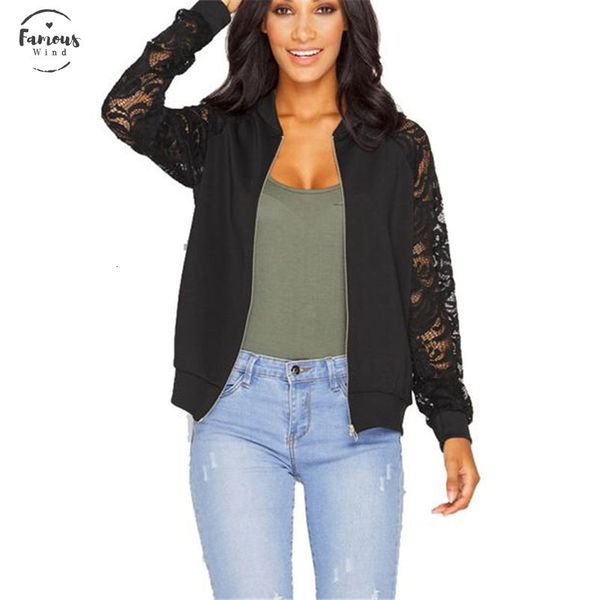sleeve lace women basic coats long sleeve patchwork transparent zipper casual slim jacket lace coat bomber jacket outwear, Black;brown
sleeve lace women basic coats long sleeve patchwork transparent zipper casual slim jacket lace coat bomber jacket outwear, Black;brown