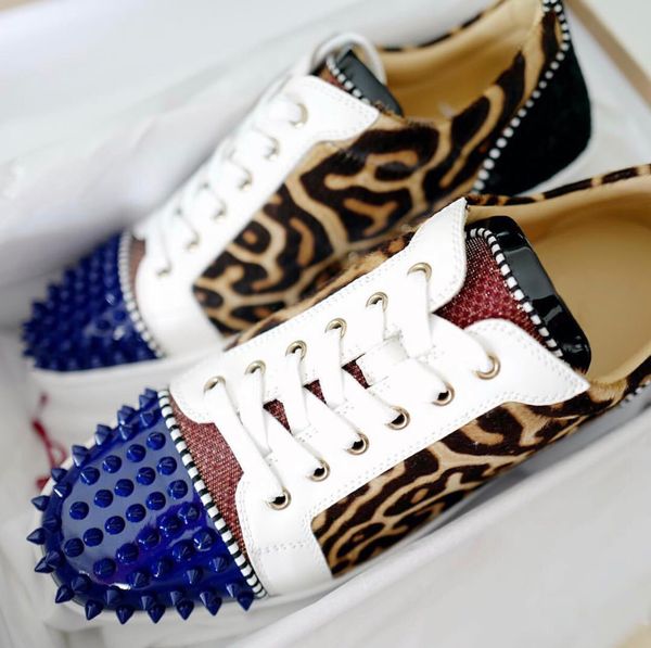 fashion men women sliver spikes toe red bottom sneakers,luxury leopard with printed leather patchwork high causal shoes walking 35-46, Black
fashion men women sliver spikes toe red bottom sneakers,luxury leopard with printed leather patchwork high causal shoes walking 35-46, Black