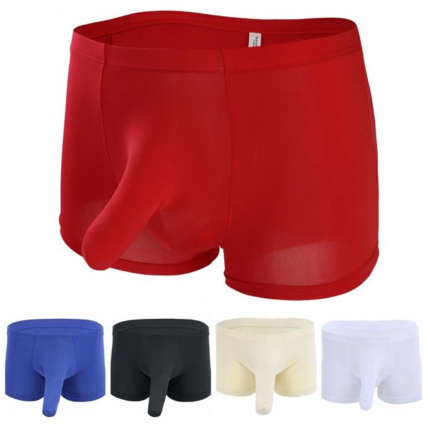 men's silky boxer shorts trunks long cock sheath bikini brief stretchy bodycon underwear fetish lingerie for him, Black;white
men's silky boxer shorts trunks long cock sheath bikini brief stretchy bodycon underwear fetish lingerie for him, Black;white