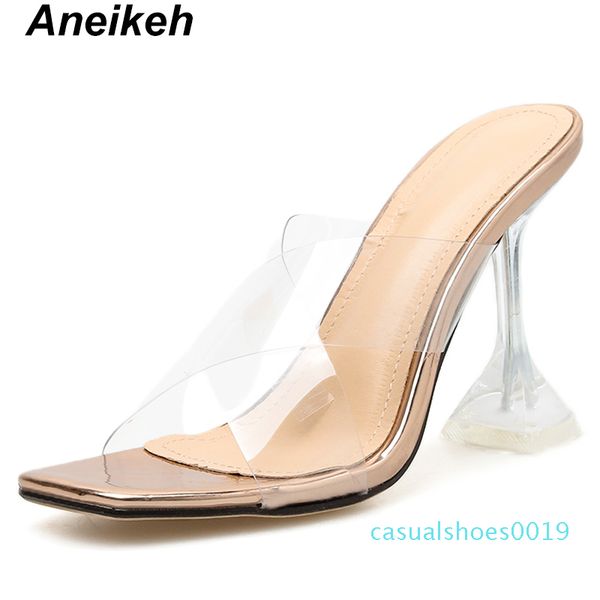 aneikeh new summer 2019 concise pvc slippers women's transparent shoes square toe clear glass thin high heel pu yellow champagne c19, Black
aneikeh new summer 2019 concise pvc slippers women's transparent shoes square toe clear glass thin high heel pu yellow champagne c19, Black