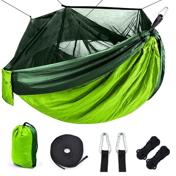 camping hammock with mosquito net portable outdoor high strength parachute fabric camping hammock hunting hanging sleeping swing
camping hammock with mosquito net portable outdoor high strength parachute fabric camping hammock hunting hanging sleeping swing