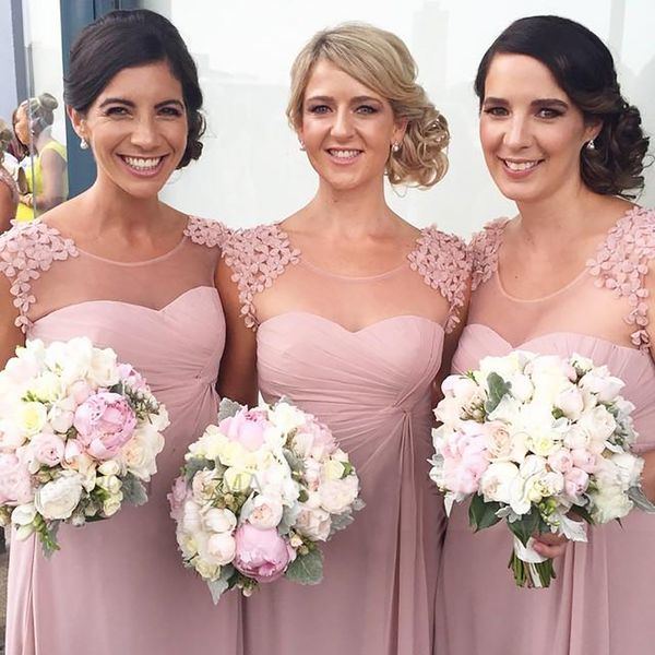scoop neck a line bridesmaid dresses flowers beaded chiffon floor length maid of honor dress for wedding party, White;pink
scoop neck a line bridesmaid dresses flowers beaded chiffon floor length maid of honor dress for wedding party, White;pink