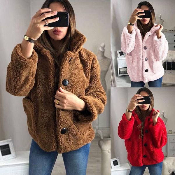 women's fur & faux coat winter women plus size fleece jacket pockets teddy coats autumn fashion plush outwear overcoat, Black
women's fur & faux coat winter women plus size fleece jacket pockets teddy coats autumn fashion plush outwear overcoat, Black