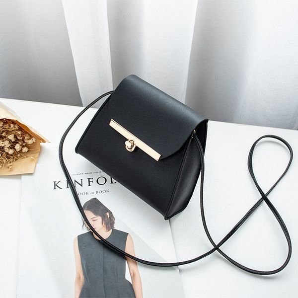 simple flap shoulder pu leather bags women girls pure color mini messenger chest bag crossbody handbags