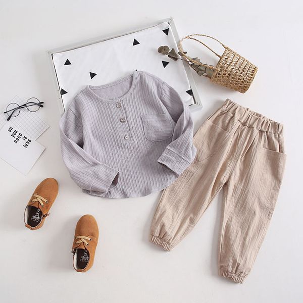 autumn children baby boys soft casual long sleeve blouse and loose trouser costume set, White
autumn children baby boys soft casual long sleeve blouse and loose trouser costume set, White
