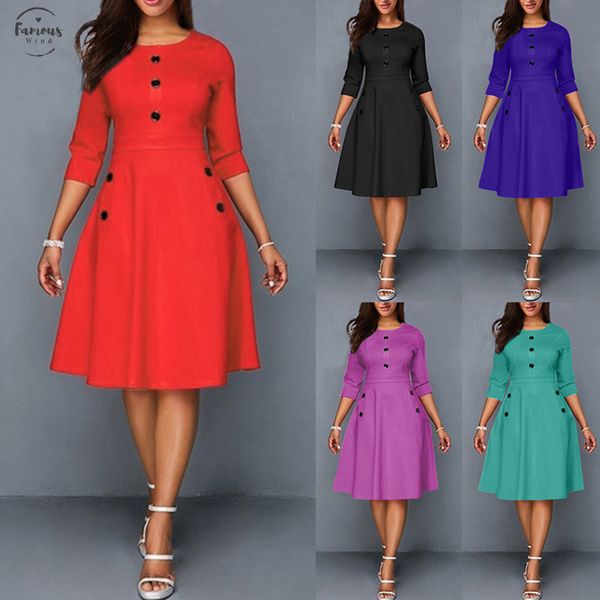 dress women vintage princess o neck 3 4 sleeved button party aline swing dignified noble popular short dress summer, Black;gray
dress women vintage princess o neck 3 4 sleeved button party aline swing dignified noble popular short dress summer, Black;gray