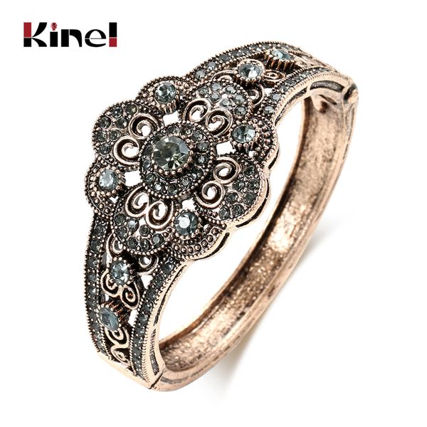 kienl charm gray crystal flower women bangle antique gold vintage cuff bracelets fashion jewelry turkish accessories, Black
kienl charm gray crystal flower women bangle antique gold vintage cuff bracelets fashion jewelry turkish accessories, Black