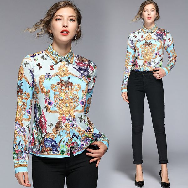 luxury fashion baroque print shirts women runway long sleeve lapel neck vintage ladies button shirt blouses slim office designer shirts, White
luxury fashion baroque print shirts women runway long sleeve lapel neck vintage ladies button shirt blouses slim office designer shirts, White