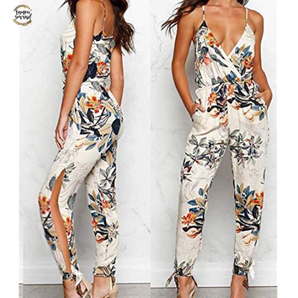 2019 summer women casual sleeveless v-neck jumpsuits fashion ladies boho floral bodysuit wide leg loose long pants trousers, Black;white
2019 summer women casual sleeveless v-neck jumpsuits fashion ladies boho floral bodysuit wide leg loose long pants trousers, Black;white