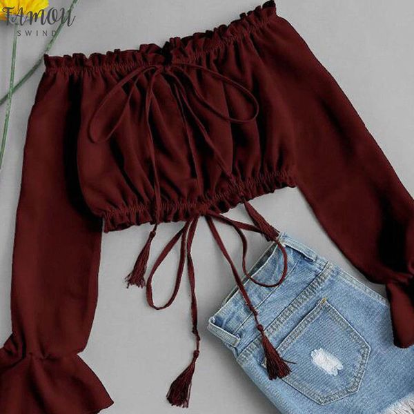 new fashionable women summer off shoulder chiffon long sleeve floral print spring cropped clothes t shirt, White
new fashionable women summer off shoulder chiffon long sleeve floral print spring cropped clothes t shirt, White