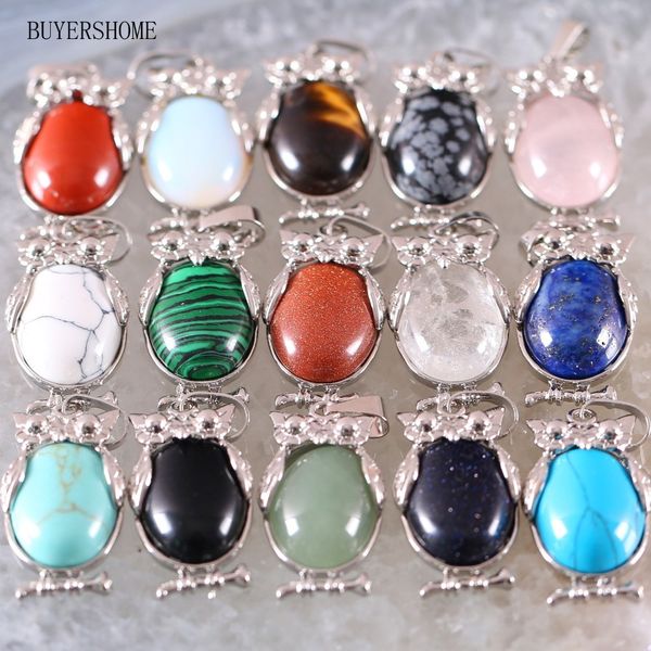 animal owl natural stone bead aventurine malachite howlite crystal lapis tiger's eye women necklace pendant 10pcs k349, Silver
animal owl natural stone bead aventurine malachite howlite crystal lapis tiger's eye women necklace pendant 10pcs k349, Silver