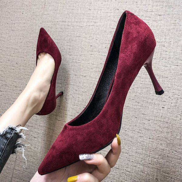 2020 spring new shoes woman thin high heels 7cm pointed toe faux suede slip ons solid women high heels elegant wedding sandals, Black
2020 spring new shoes woman thin high heels 7cm pointed toe faux suede slip ons solid women high heels elegant wedding sandals, Black