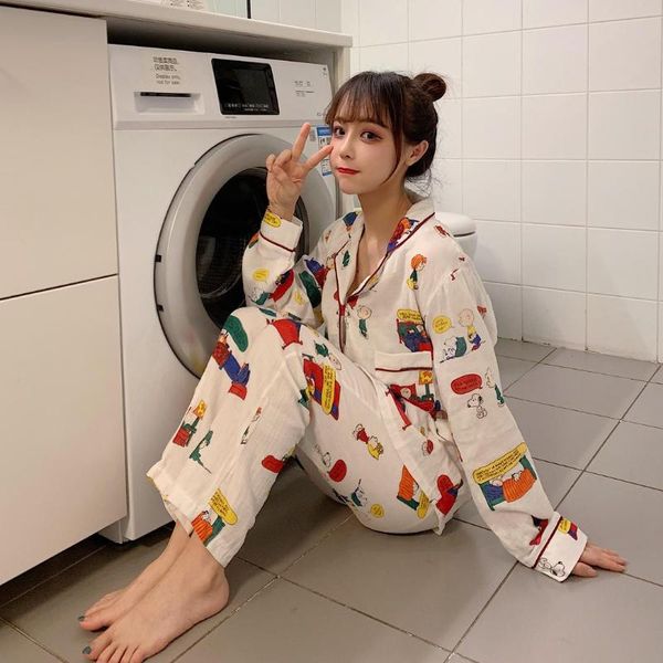 snoopy series japanese contracted double cotton gauze ladies pajamas the spring and autumn period and the lovely cartoon leisur, Black;red
snoopy series japanese contracted double cotton gauze ladies pajamas the spring and autumn period and the lovely cartoon leisur, Black;red