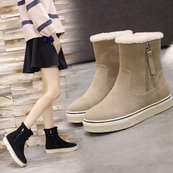 new women snow boots flat lace up winter platform ladies warm shoes flock fur women's suede ankle boots female women shoes, Black
new women snow boots flat lace up winter platform ladies warm shoes flock fur women's suede ankle boots female women shoes, Black