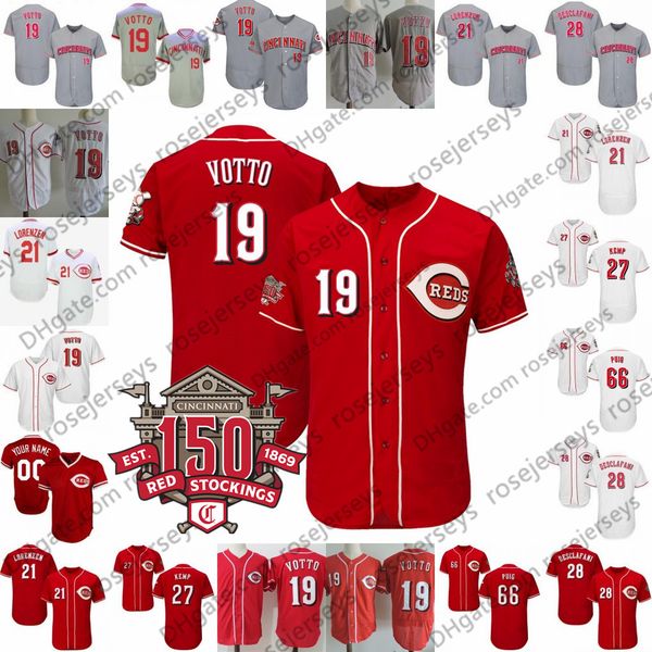 Custom 2019 Reds 150th Jersey Cincinnati #27 Trevor Bauer 19 Joey Votto 15 Nick Senzel 3 Scooter Gennett 7 Eugenio Suarez Gray White
Custom 2019 Reds 150th Jersey Cincinnati #27 Trevor Bauer 19 Joey Votto 15 Nick Senzel 3 Scooter Gennett 7 Eugenio Suarez Gray White