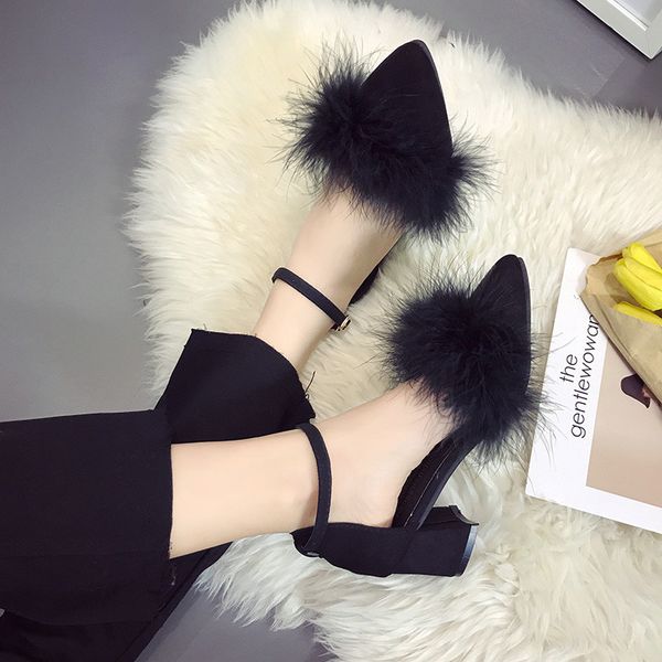 2019 spring 5cm thick with high heels suede professional word buckle single shoes female tide mujer s045, Black
2019 spring 5cm thick with high heels suede professional word buckle single shoes female tide mujer s045, Black