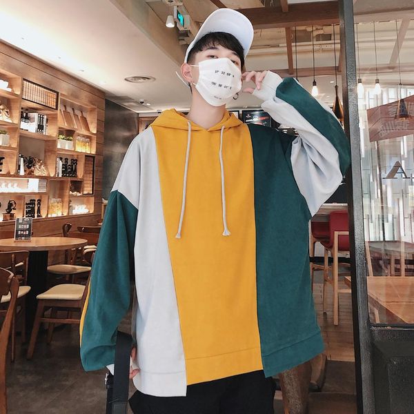 2019 autumn and winter men's new casual contrast color stitching hooded hoodies loose temperament trend cotton harajuku, Black
2019 autumn and winter men's new casual contrast color stitching hooded hoodies loose temperament trend cotton harajuku, Black