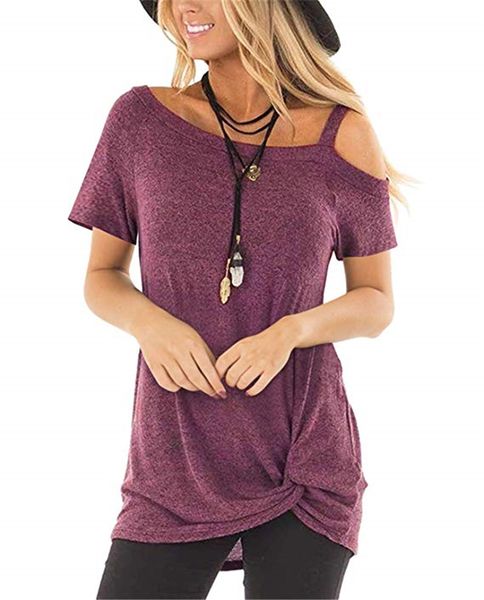 women's short sleeve cold shoulder casual summer t shirts front knot twist tunics blouses s-2xl, White
women's short sleeve cold shoulder casual summer t shirts front knot twist tunics blouses s-2xl, White