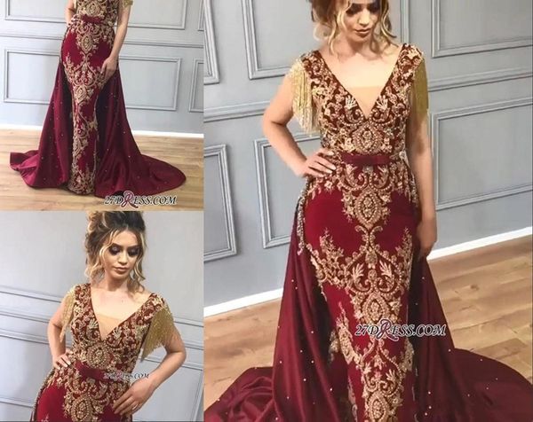 

evening dresses 2019 luxury designer tassels prom dress crystal sequined bling burgundy attached train mermaid formal pageant gowns, Black