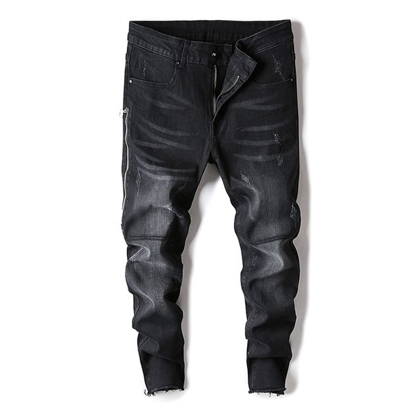 2020 new arrival slim mid coated straight midweight full length high street geometric fake zippers jeans, Blue
2020 new arrival slim mid coated straight midweight full length high street geometric fake zippers jeans, Blue