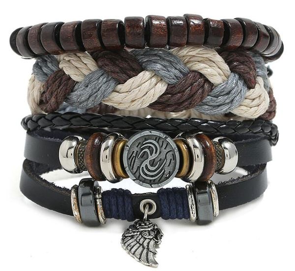 2020 100% genuine leather bracelet diy small wing pendant beading men's combination suit bracelet 3styles/1set, Black
2020 100% genuine leather bracelet diy small wing pendant beading men's combination suit bracelet 3styles/1set, Black