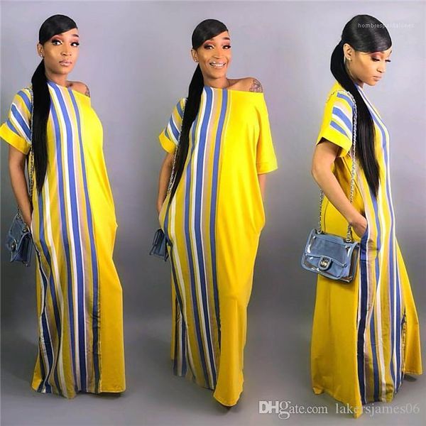 2020 short sleeve one shoulder striped print female clothing fashion style casual apparel womens summer desinger new maxi dresses, Black;gray
2020 short sleeve one shoulder striped print female clothing fashion style casual apparel womens summer desinger new maxi dresses, Black;gray