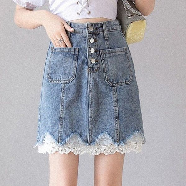 mini skirt women denim lace fashion summer korean high waist single button a-line elegant party package hip skirt 2020, Black
mini skirt women denim lace fashion summer korean high waist single button a-line elegant party package hip skirt 2020, Black