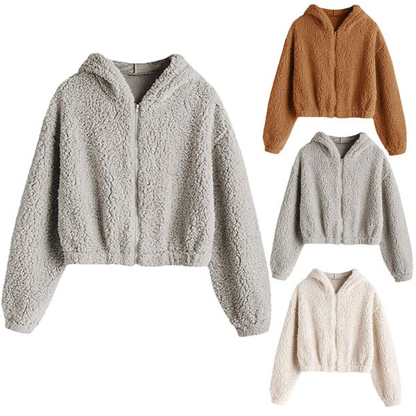 m 2019 женские искусственного меха fuzzy coat full-zip hooded jacket обрезанные фуфайки женский зима теплая толстовки outwear пальто женщин, Black
m 2019 женские искусственного меха fuzzy coat full-zip hooded jacket обрезанные фуфайки женский зима теплая толстовки outwear пальто женщин, Black