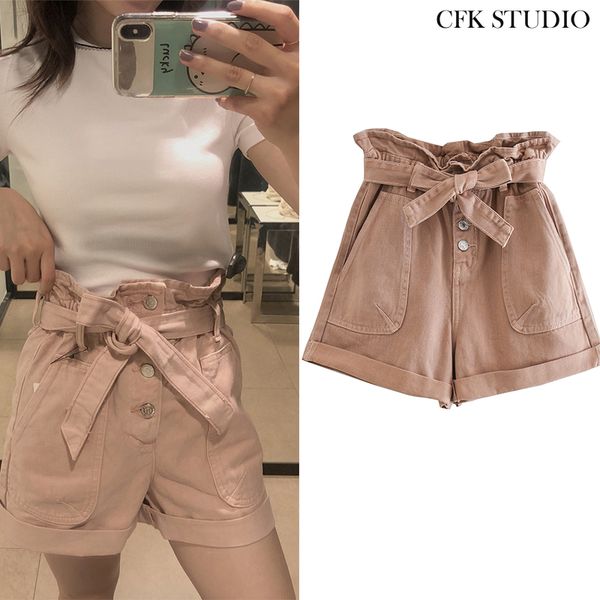 women's shorts cfk&studio women with high waist bow belt casual loose femme summer denim, White;black
women's shorts cfk&studio women with high waist bow belt casual loose femme summer denim, White;black