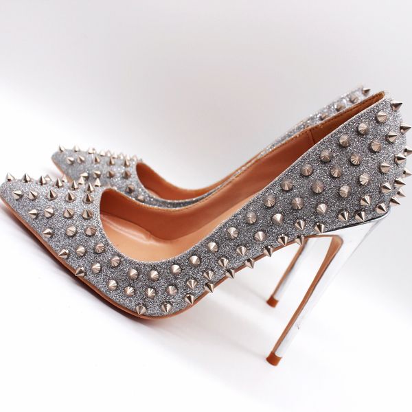 real p genuine leather office lady silver glitter spikes point toe lady high heel shoes pump size 33-43 8cm 12cm 10cm, Black
real p genuine leather office lady silver glitter spikes point toe lady high heel shoes pump size 33-43 8cm 12cm 10cm, Black