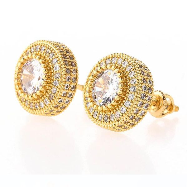 full zircon hip-hop round ear stud bling hip hop women mens screwback earring new, Golden;silver 
full zircon hip-hop round ear stud bling hip hop women mens screwback earring new, Golden;silver
