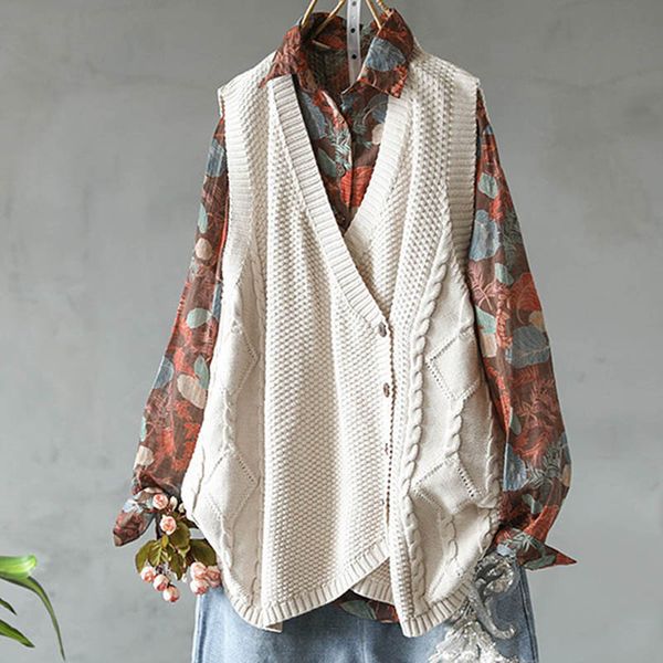 women sweater vest sleeveless loose button down v neck solid color knit vest gdd99, White;black
women sweater vest sleeveless loose button down v neck solid color knit vest gdd99, White;black
