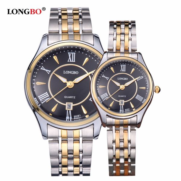 longbo luxury lovers couple watches men watch women gold stainless steel quartz wristwatch montre homme reloj femmes mujer 80081, Slivery;brown
longbo luxury lovers couple watches men watch women gold stainless steel quartz wristwatch montre homme reloj femmes mujer 80081, Slivery;brown