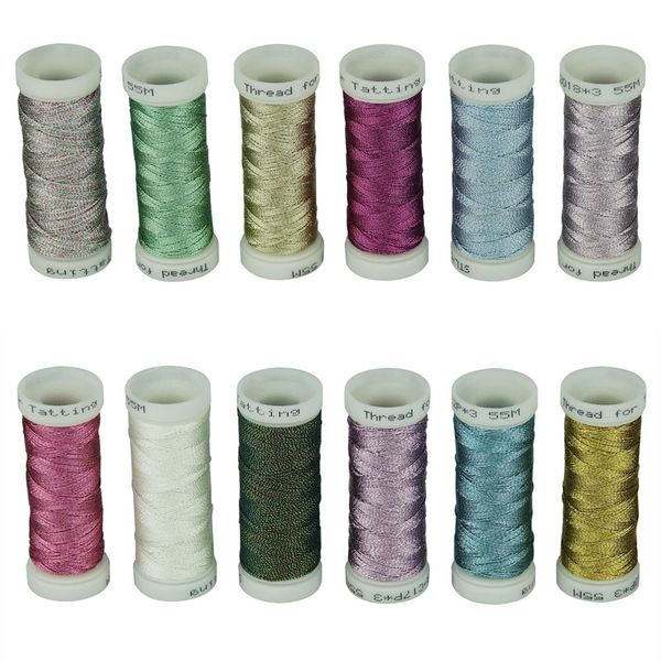 3-ply metallic tatting yarn for shuttle tatting decorative jewelry ornaments lace design 50 meters each color, Black;white
3-ply metallic tatting yarn for shuttle tatting decorative jewelry ornaments lace design 50 meters each color, Black;white
