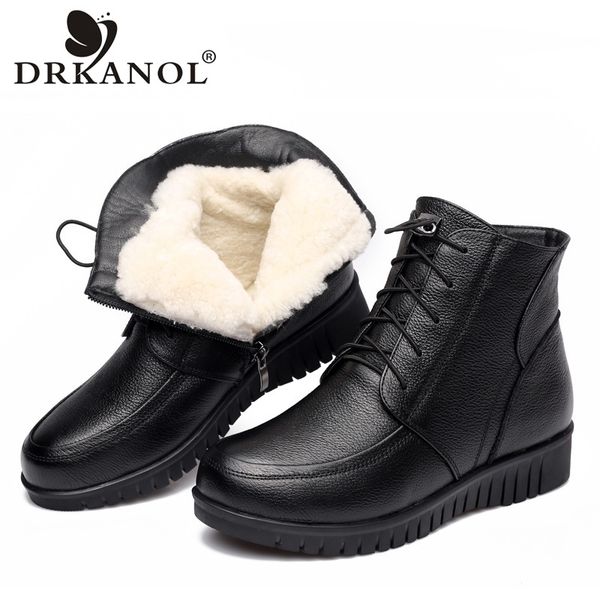 drkanol 2019 women winter snow boots classic black genuine leather thick wool fur warm ankle boots low heel shoes women
drkanol 2019 women winter snow boots classic black genuine leather thick wool fur warm ankle boots low heel shoes women
