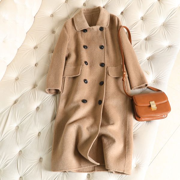 new double-sided cashmere overcoat for winter 2018 female mid-long doll collar albaca knee-length woolen overcoat, Black
new double-sided cashmere overcoat for winter 2018 female mid-long doll collar albaca knee-length woolen overcoat, Black