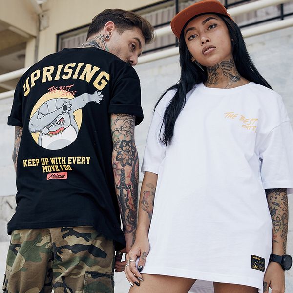 men's short-sleeved 2019 spring and summer new original street fashion hip-hop cover face dog print t-shirt men and women tee, White;black
men's short-sleeved 2019 spring and summer new original street fashion hip-hop cover face dog print t-shirt men and women tee, White;black