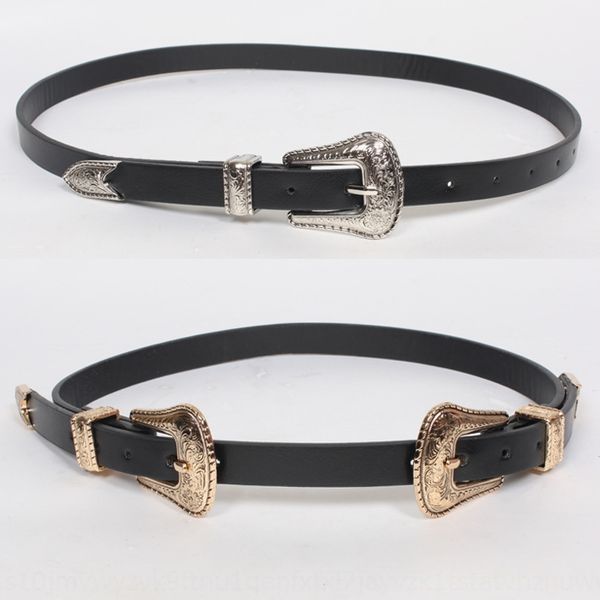 double-headed carved silver silver buckle women's pin buckle women's trousers belt black pin pants pants and trousers thin belt, Black;brown
double-headed carved silver silver buckle women's pin buckle women's trousers belt black pin pants pants and trousers thin belt, Black;brown