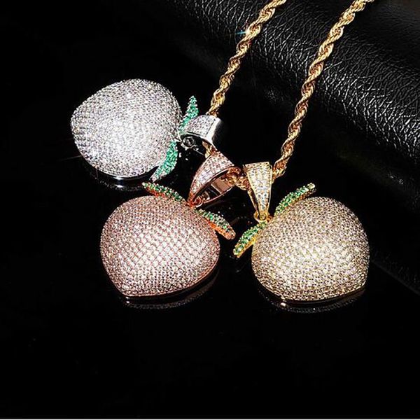 14k gold fruit peach pendant necklace micro pave cubic zirconia diamonds bling bling pendant with 24inch rope chain, Silver
14k gold fruit peach pendant necklace micro pave cubic zirconia diamonds bling bling pendant with 24inch rope chain, Silver