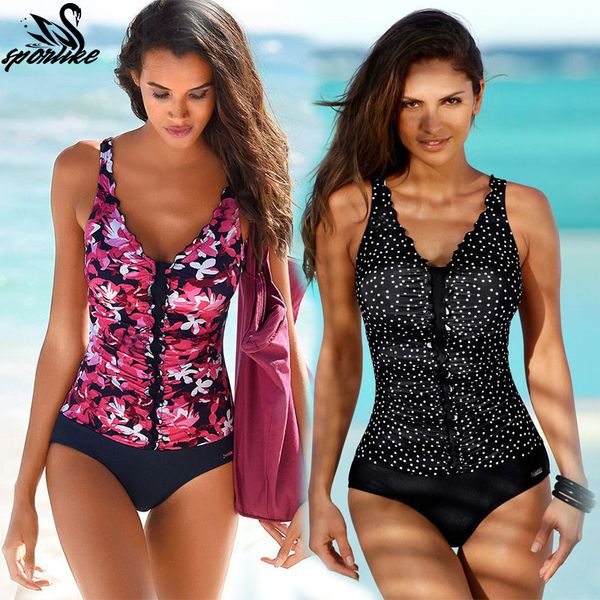 2020 new plus size swimwear women swimsuit one piece swimsuit padded bathing suit polka print high waist bikini set beachwear, White;black 
2020 new plus size swimwear women swimsuit one piece swimsuit padded bathing suit polka print high waist bikini set beachwear, White;black