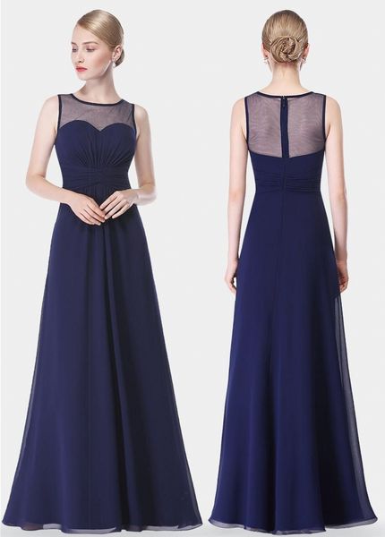 navy blue chiffon bridesmaid dresses long floor length empire waist maid of honor jewel neck sheer zipper back honor bridal gowns, White;pink 
navy blue chiffon bridesmaid dresses long floor length empire waist maid of honor jewel neck sheer zipper back honor bridal gowns, White;pink