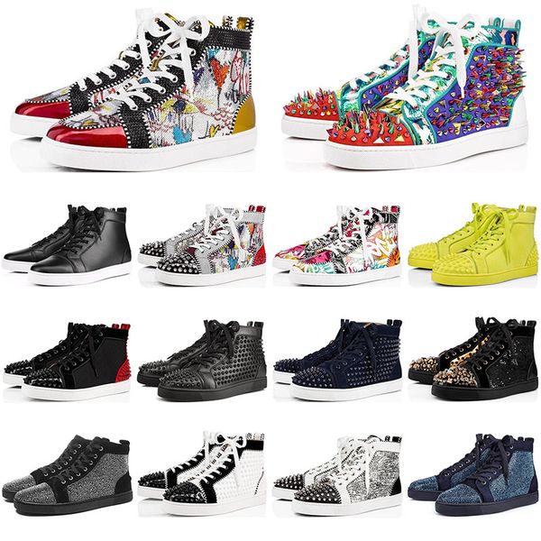 with box designer red bottom shoes for men women spike sneakers black white blue leather suede graffiti flat bottoms casual shoe size 35-47
with box designer red bottom shoes for men women spike sneakers black white blue leather suede graffiti flat bottoms casual shoe size 35-47