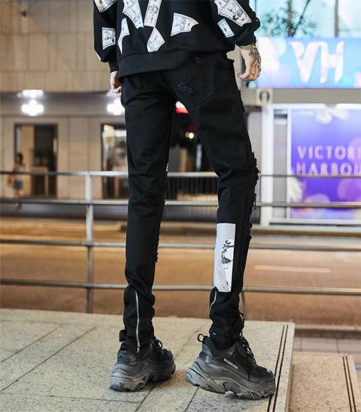 tkpa mens ripped jeans fashion black print patchwork jeans pencil pants zipper skinny street casual mens trousers, Blue
tkpa mens ripped jeans fashion black print patchwork jeans pencil pants zipper skinny street casual mens trousers, Blue