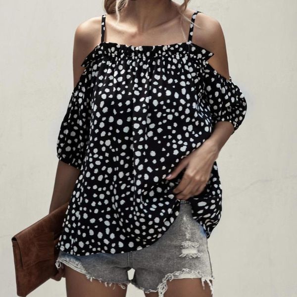 fashion dot print blouse shirt cold shoulder strap tee casual summer ladies female women short sleeve blusas pullover, White
fashion dot print blouse shirt cold shoulder strap tee casual summer ladies female women short sleeve blusas pullover, White