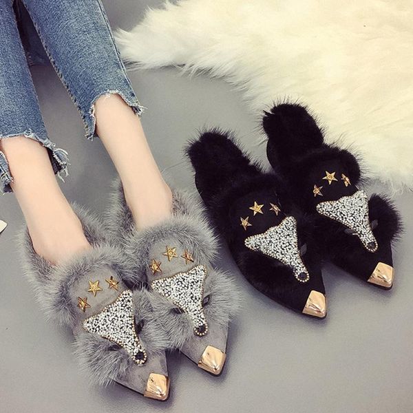 european style women's ladies winter shoes fashion crystal pointed toe casual single shoes woman plush insole cotton slippers, Black
european style women's ladies winter shoes fashion crystal pointed toe casual single shoes woman plush insole cotton slippers, Black