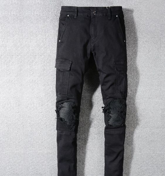 summer mens designer jeans brand slim fit fashion brand black knee hole fold stitching denim pants ripped distressed slim pencil pants, Blue
summer mens designer jeans brand slim fit fashion brand black knee hole fold stitching denim pants ripped distressed slim pencil pants, Blue
