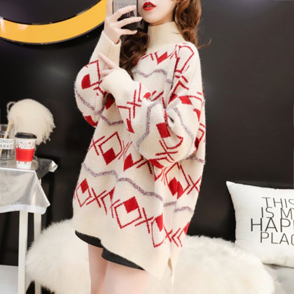 korean edition 2019 autumn winter new pattern women loose fashion knitting sweater high collar long sleeves pullover vestidos, White;black
korean edition 2019 autumn winter new pattern women loose fashion knitting sweater high collar long sleeves pullover vestidos, White;black